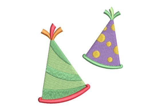 Colorful Party Hats Embroidery Design