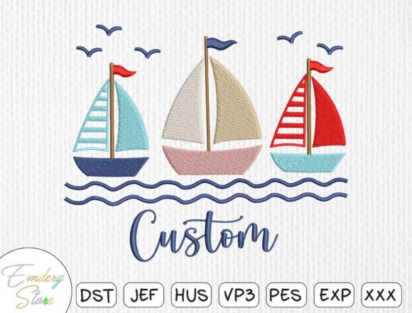 Customizable Nautical Embroidery Design