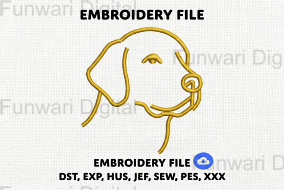 Elegant Golden Dog Profile Embroidery