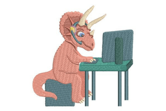 Gamer Triceratops Embroidery