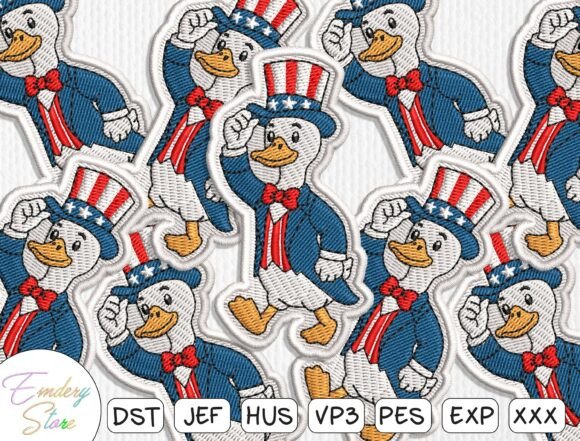 Patriotic Animal Embroidery Design