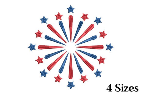 Patriotic Firework Burst Embroidery Desi