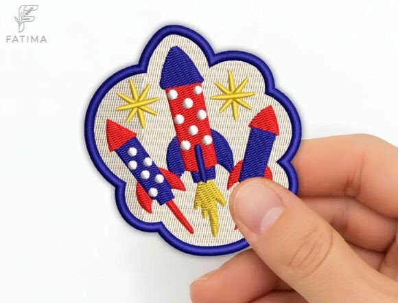 Patriotic Rocket Patch Embroidery Design