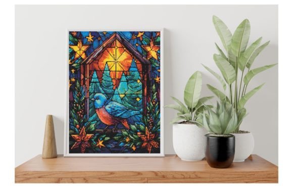 Stained Glass Robin Cross Stitch